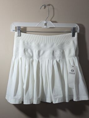 Mono B White Pleated Skater Skirt